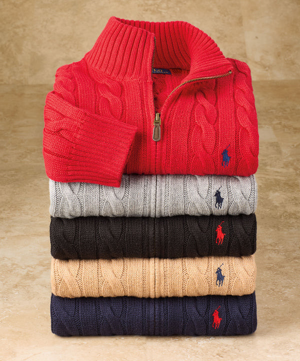 Polo Ralph Lauren Cotton Cable Half-Zip Sweater - Westport Big 