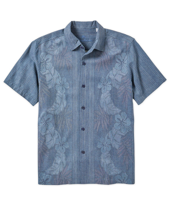 Tommy Bahama Men's Bali Border Silk Camp Shirt - River Blue - Size S