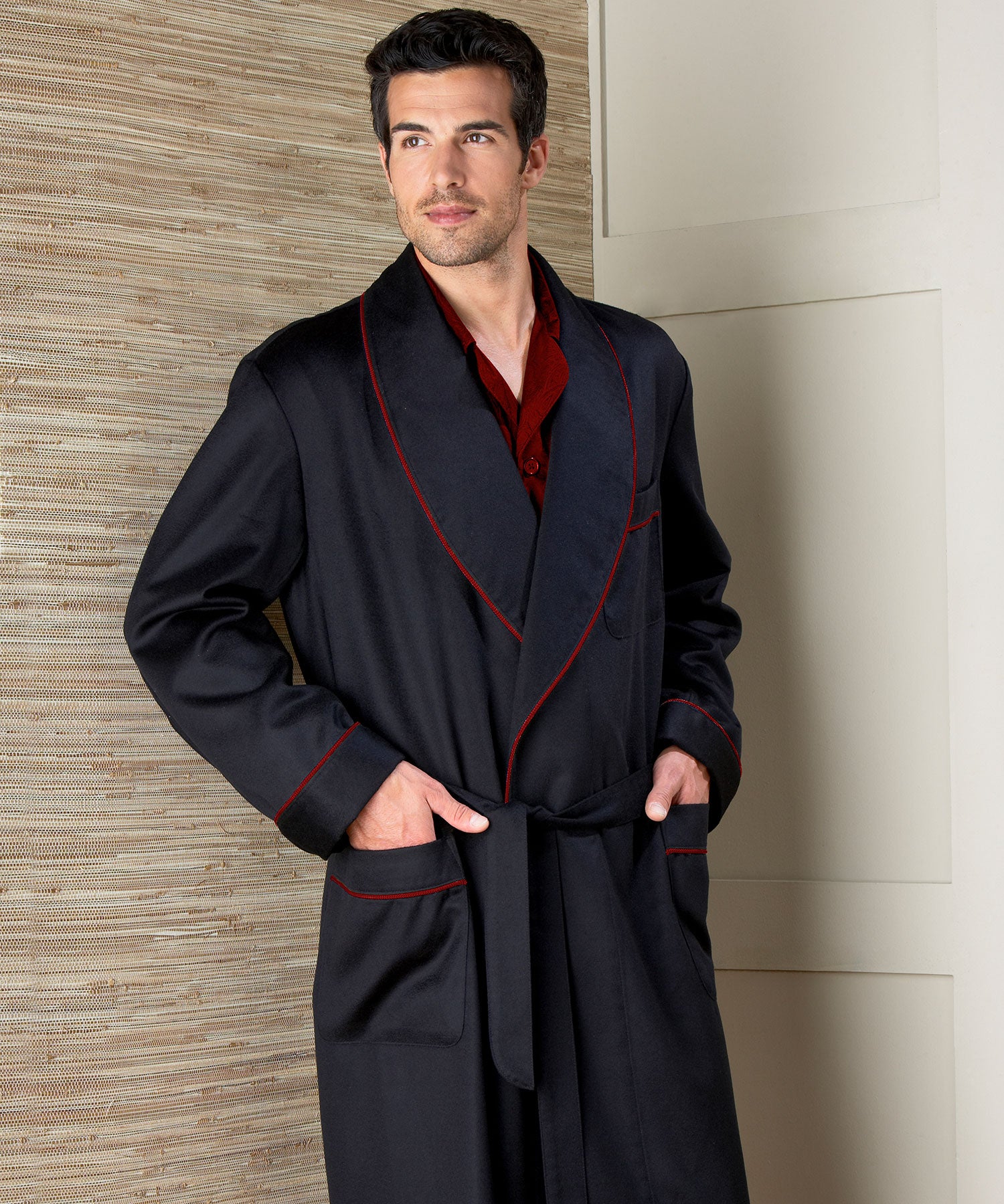 Westport Black Made to Order Customizable Cashmere Shawl Robe