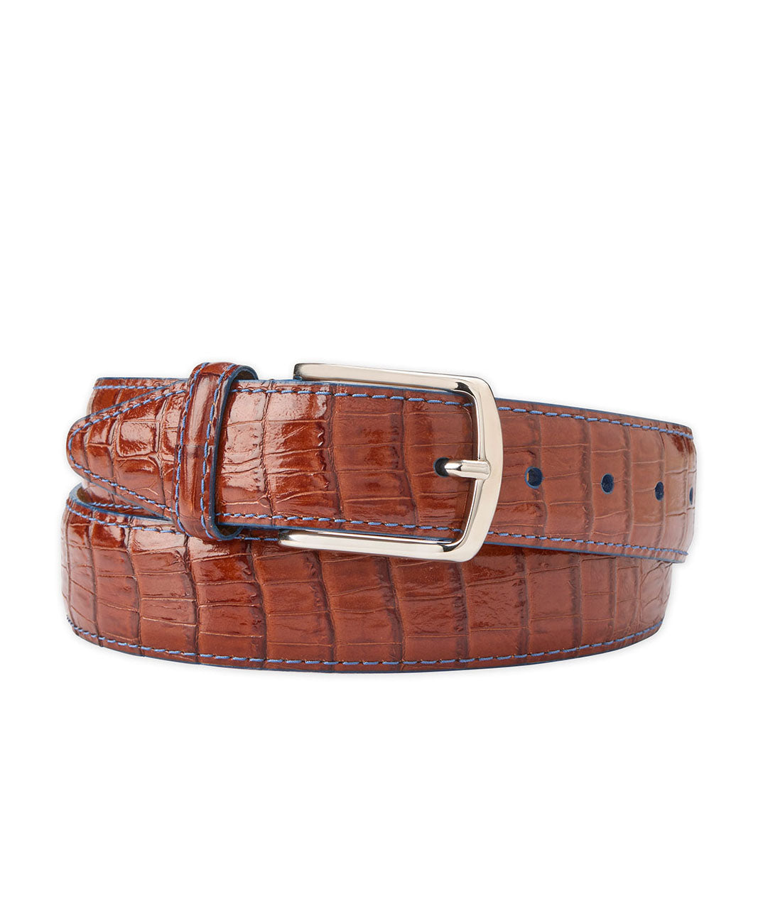 Embossed Alligator Print Calfskin Belt, Men's Big & Tall