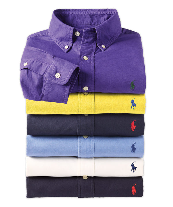 Polo Ralph Lauren Long Sleeve Garment Dyed Oxford Sport Shirt ...