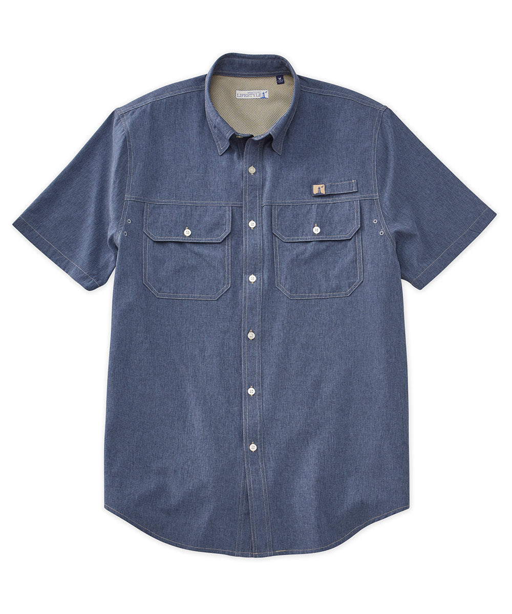 Men's Westport Lifestyle Short Sleeve Saugatuck Fishing Shirt - Indigo - Size 4XT