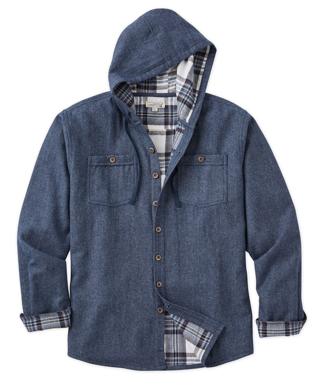 Plaid Flannel Hoodie Jacket Men Full Quilted Shirt Zip-Up Warmer 4 Pocket  Button