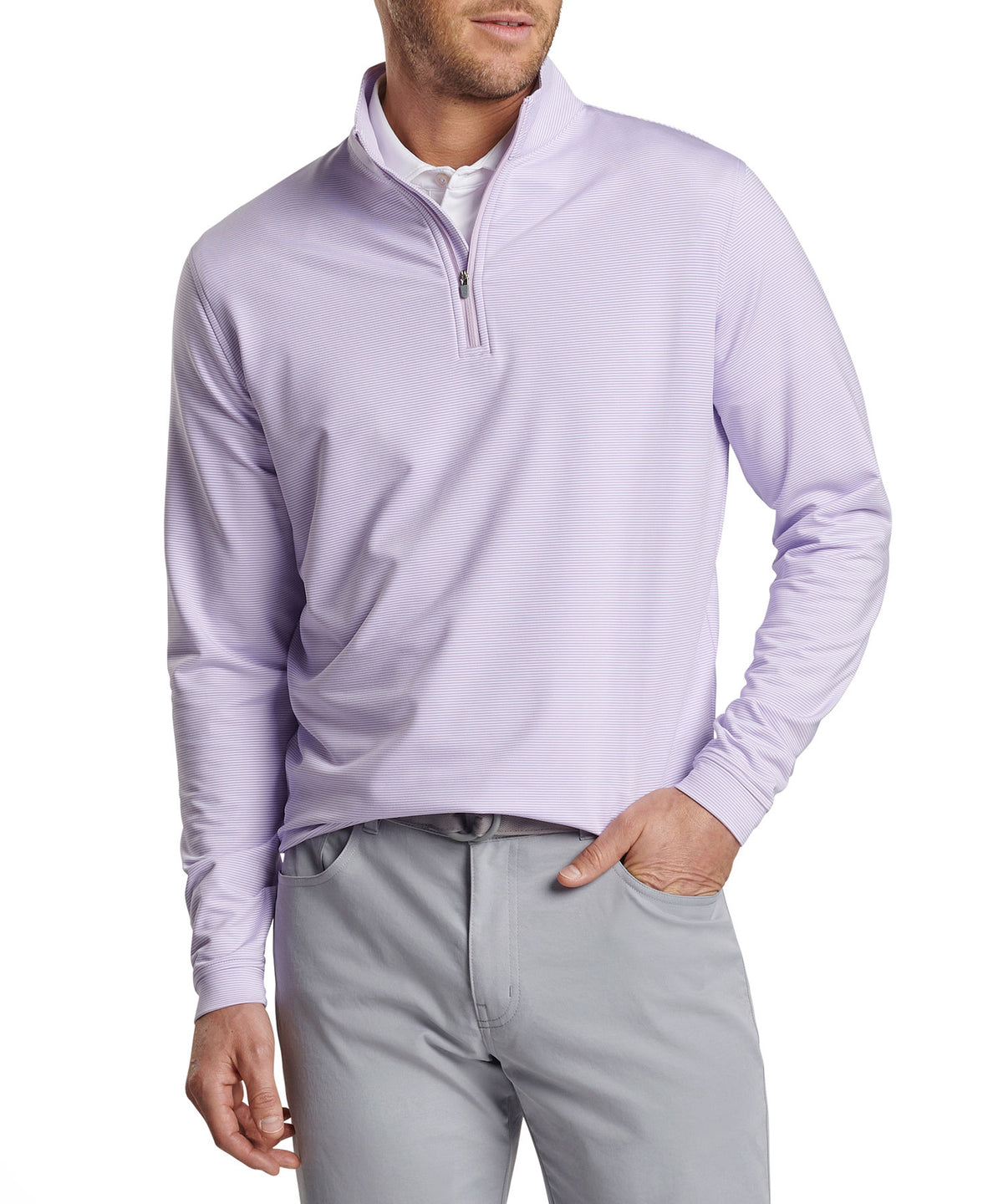 Peter Millar Sugar Stripe Perth Quarter-Zip Pullover, Men's Big & Tall