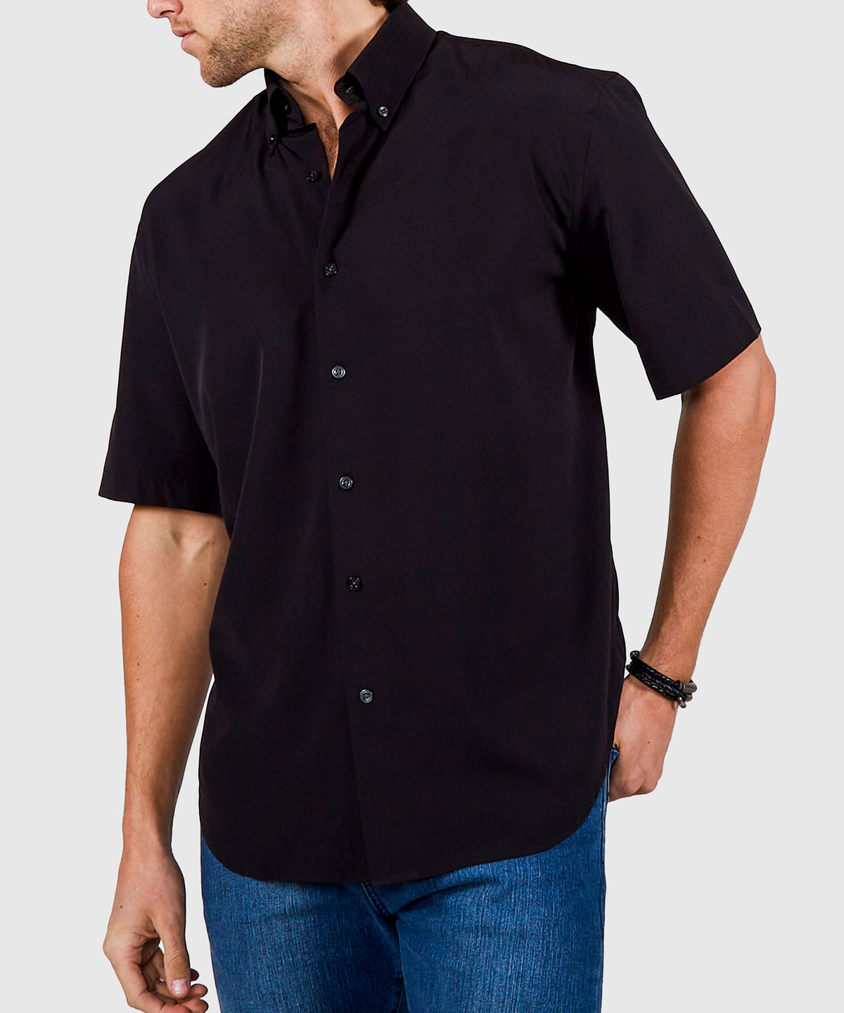 Westport No-Tuck Short Sleeve Solid Performance Stretch Sport Shirt, Men's Big & Tall