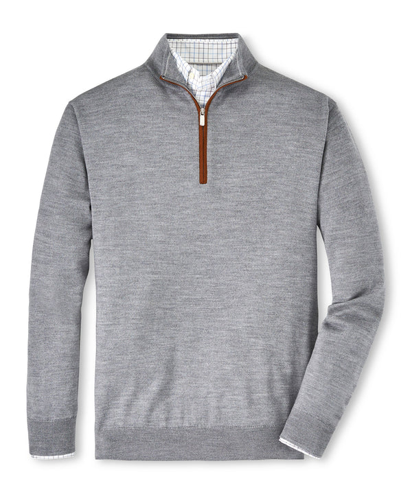 Peter Millar Suede Trim Quarter-Zip Sweater - Westport Big & Tall