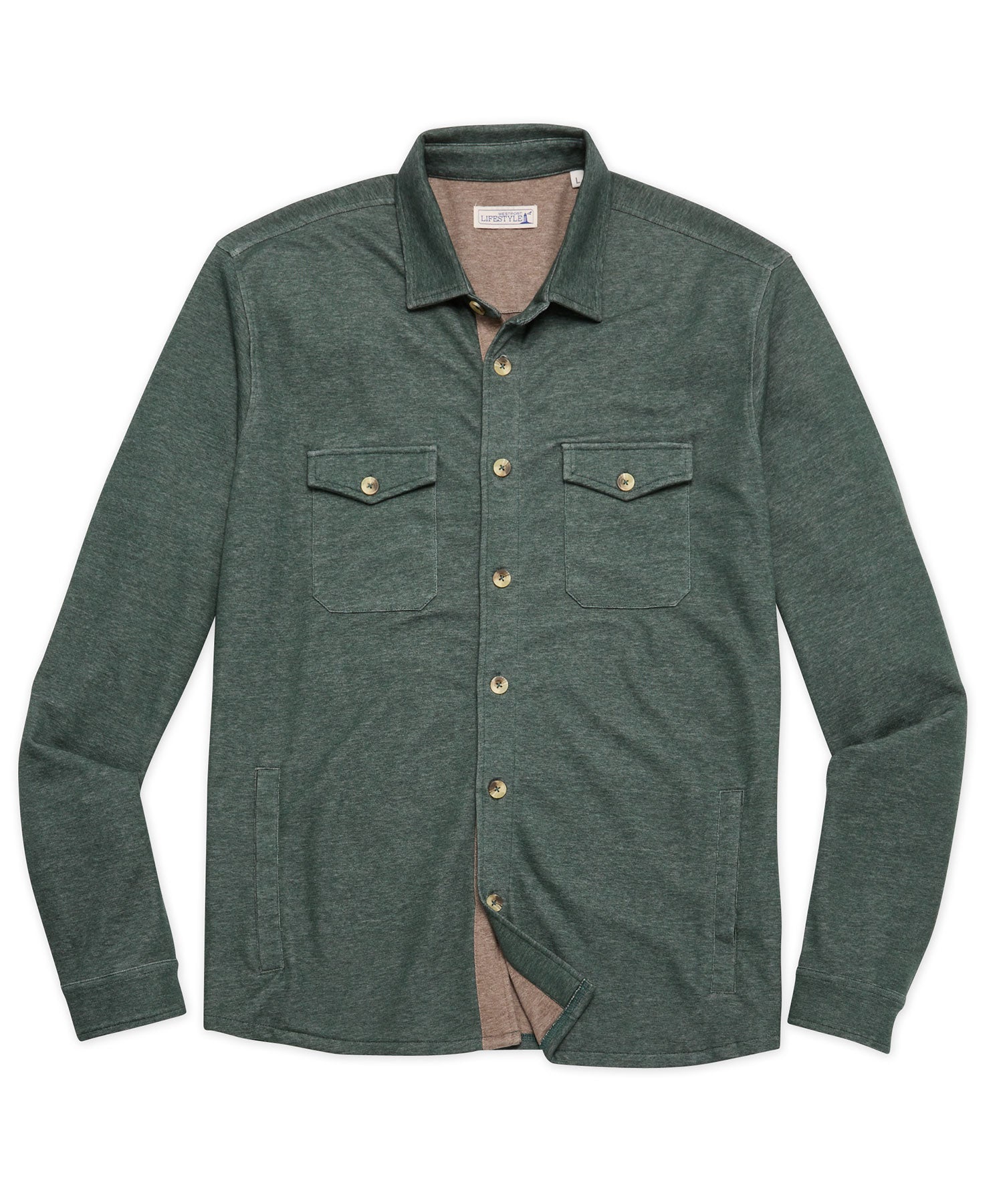 Westport Lifestyle Melange Soft Cotton-Blend Overshirt - Westport Big ...