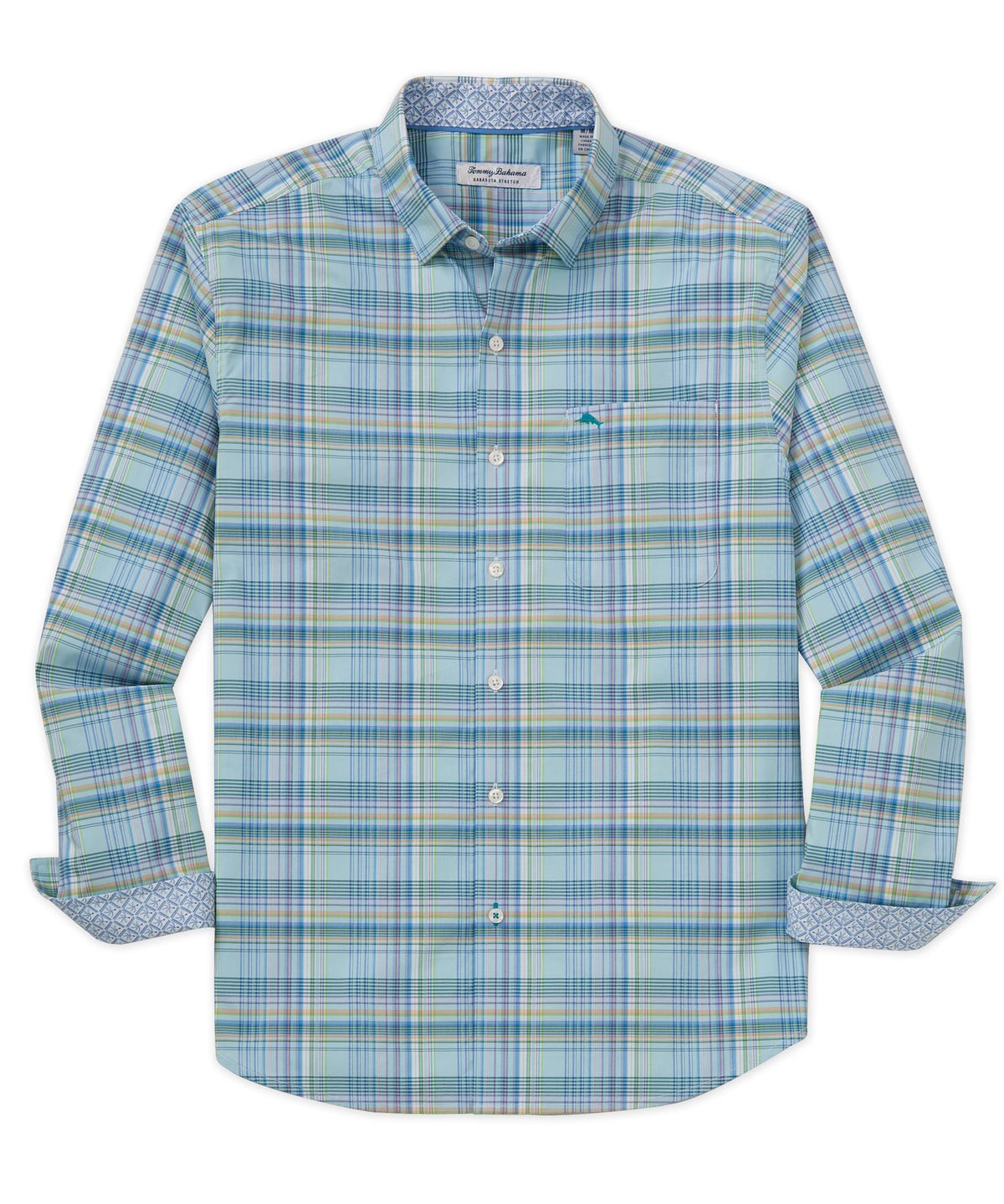 Tommy Bahama Long Sleeve Sarasota Stretch Chablis Check Plaid Sport Shirt, Men's Big & Tall