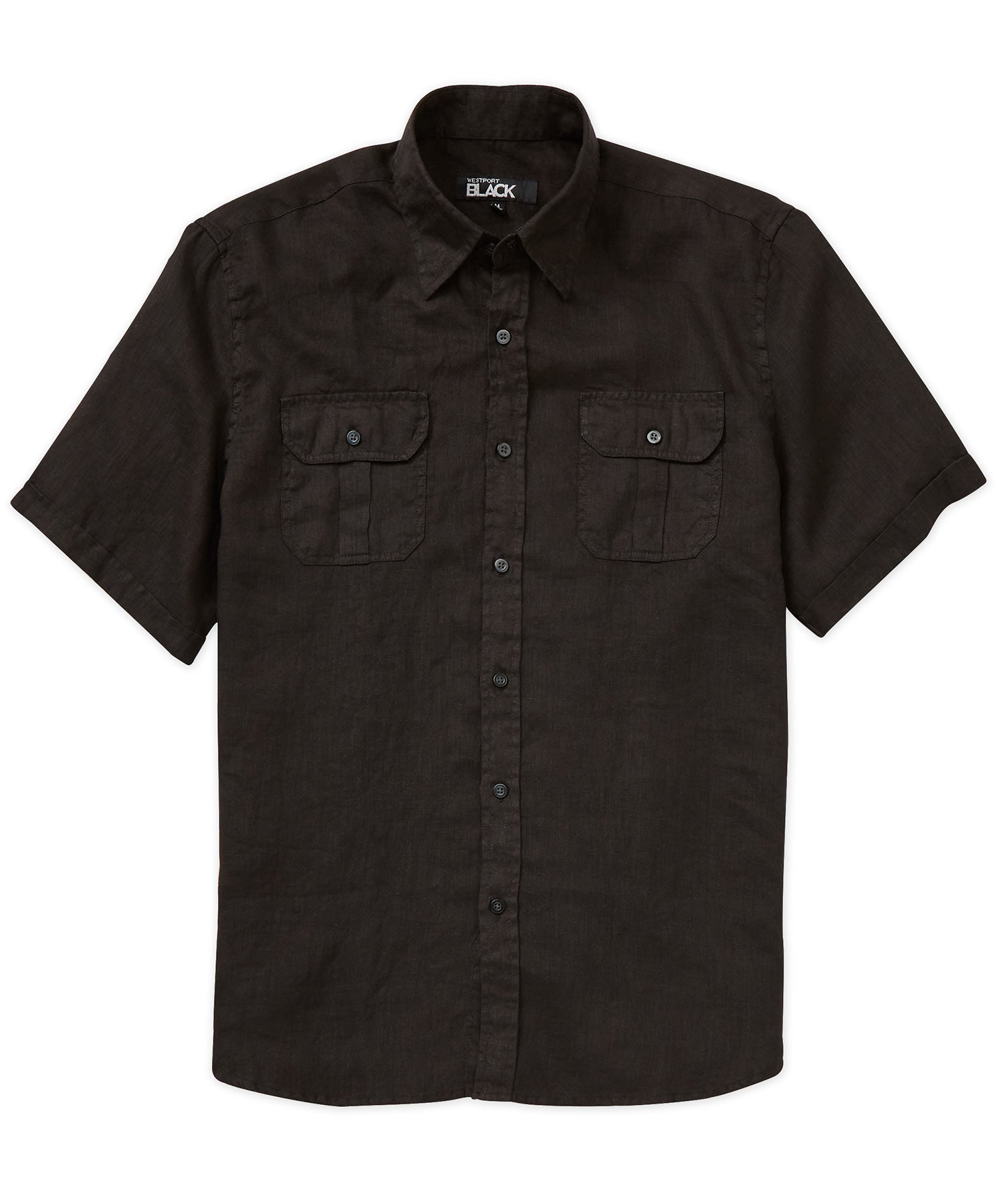 Chemise safari en lin noire à manches courtes Westport, Men's Big & Tall