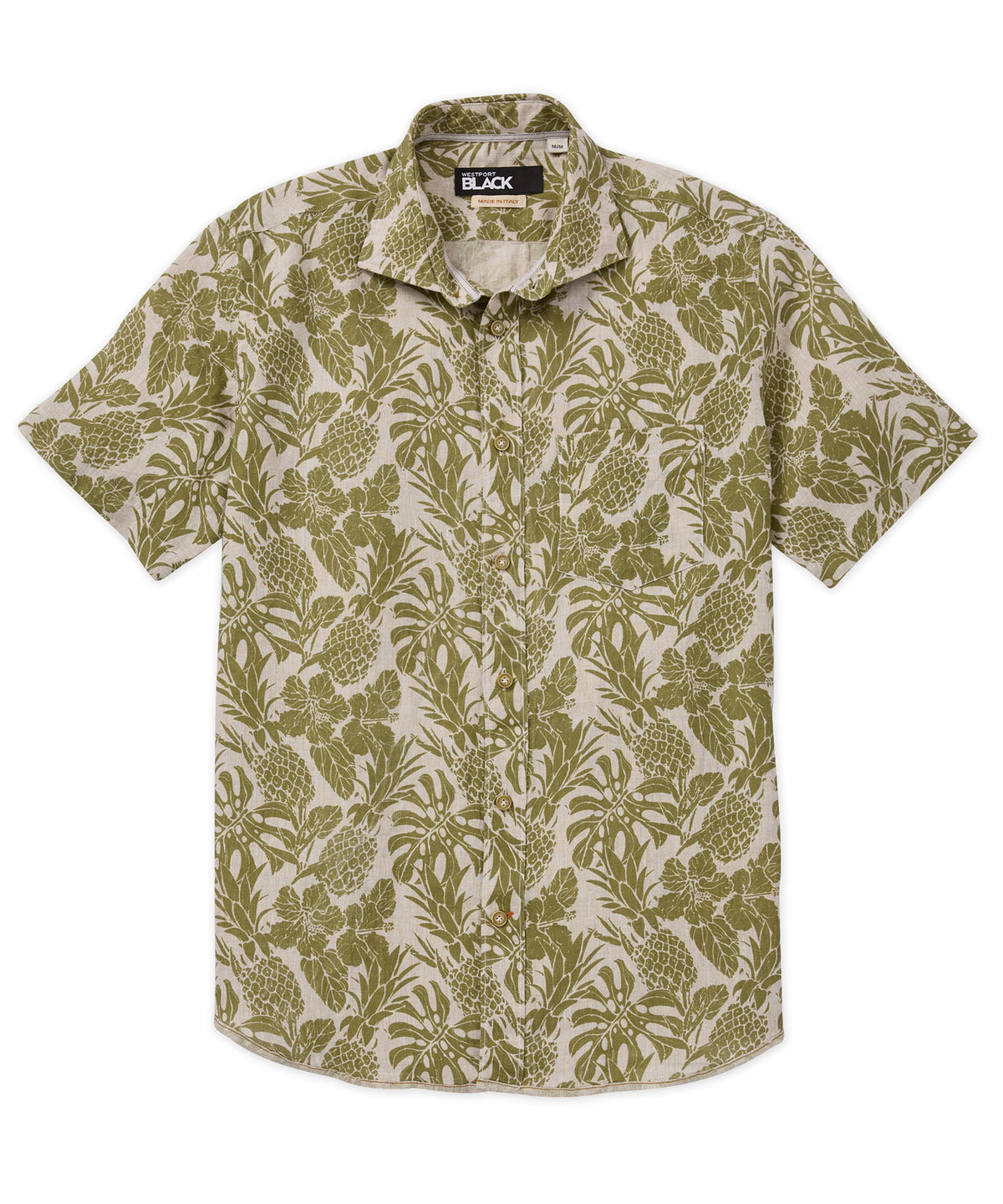 Westport Black Pineapple Printed Short Sleeve Sport Shirt, Men's Big & Tall