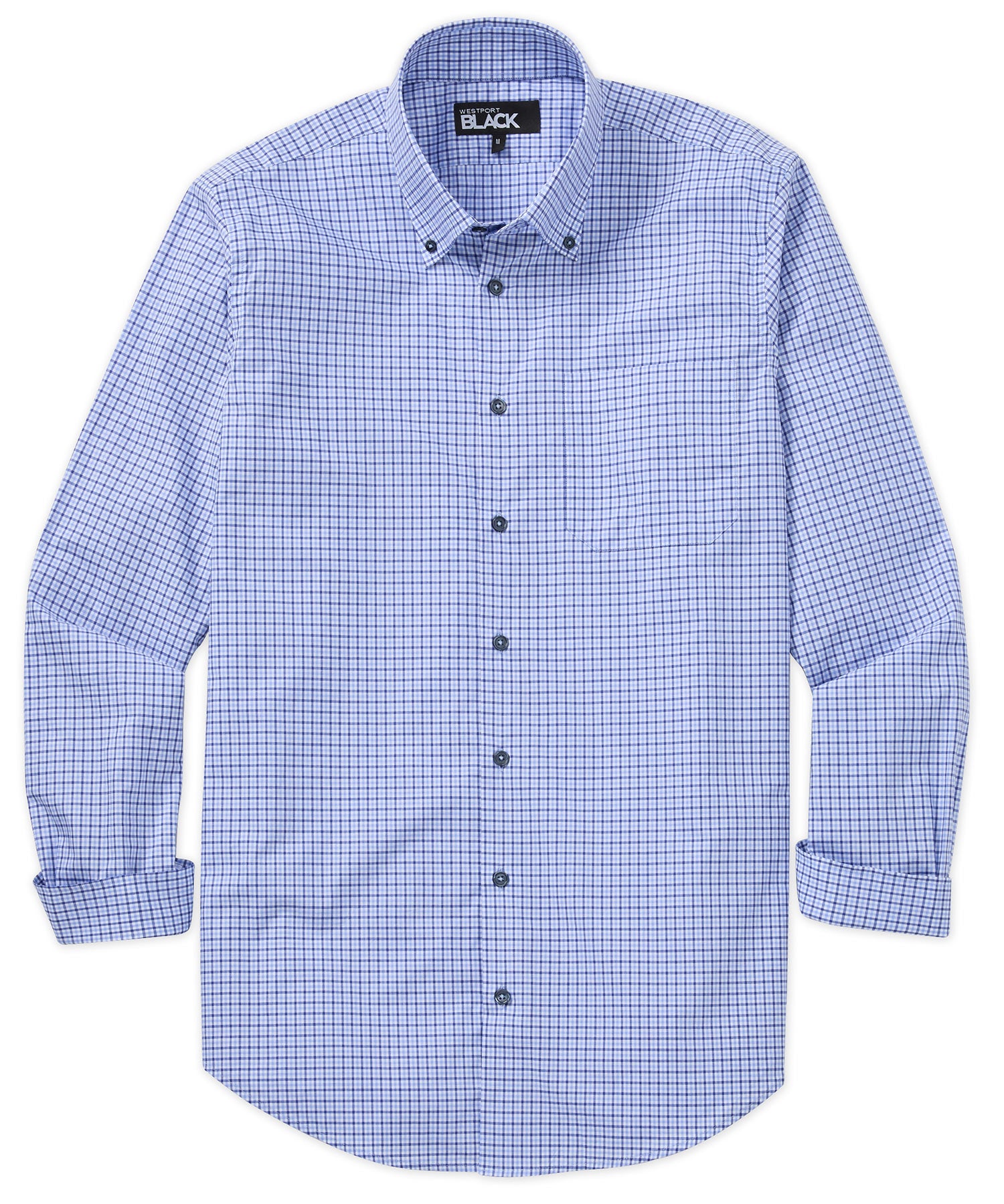 Non Iron Sky & Navy Large Gingham Check Button Down Collar Sport Shirt –  Wilkes & Riley