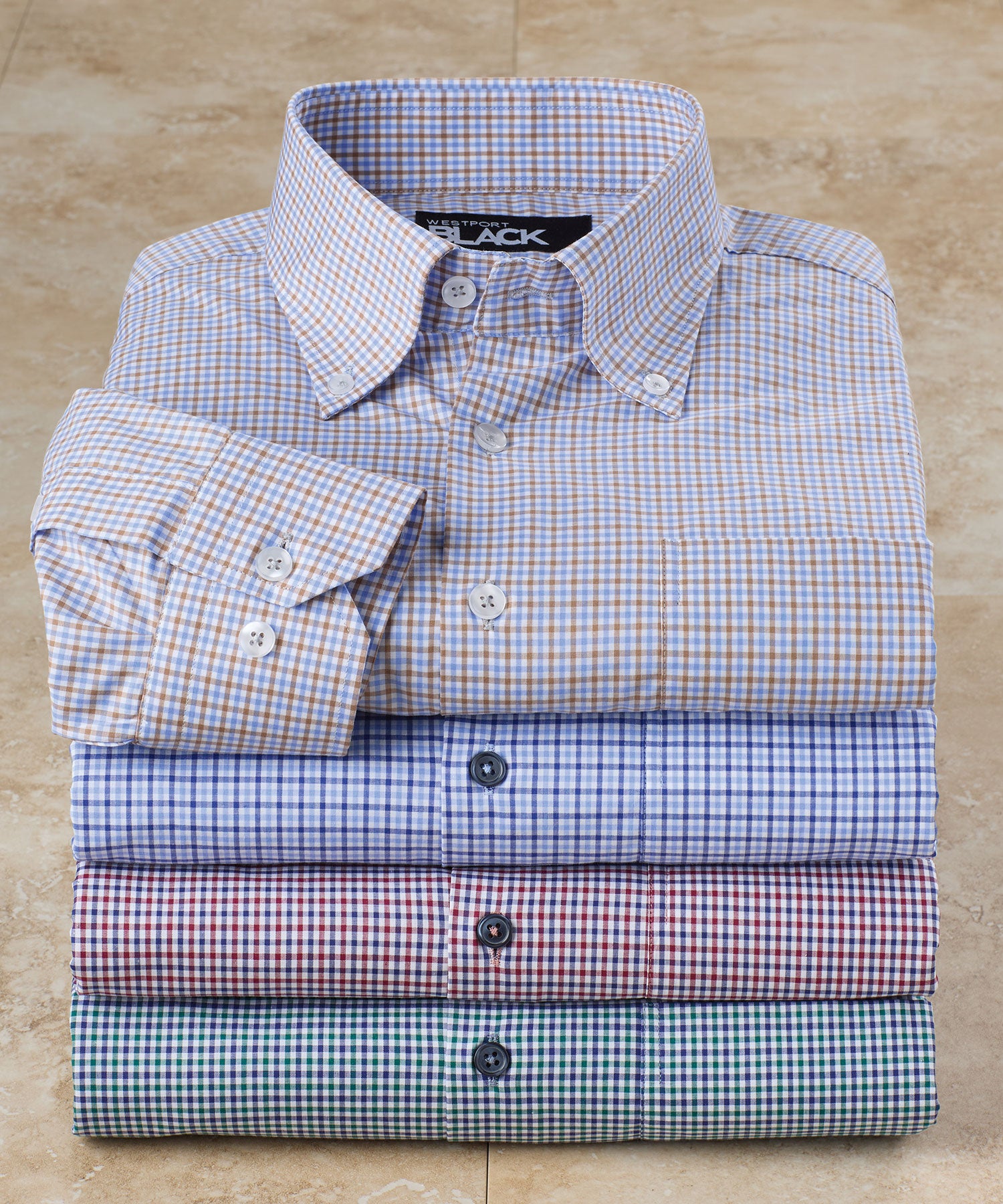 Westport Black Long Sleeve Button-Down Gingham Sport Shirt - Westport ...