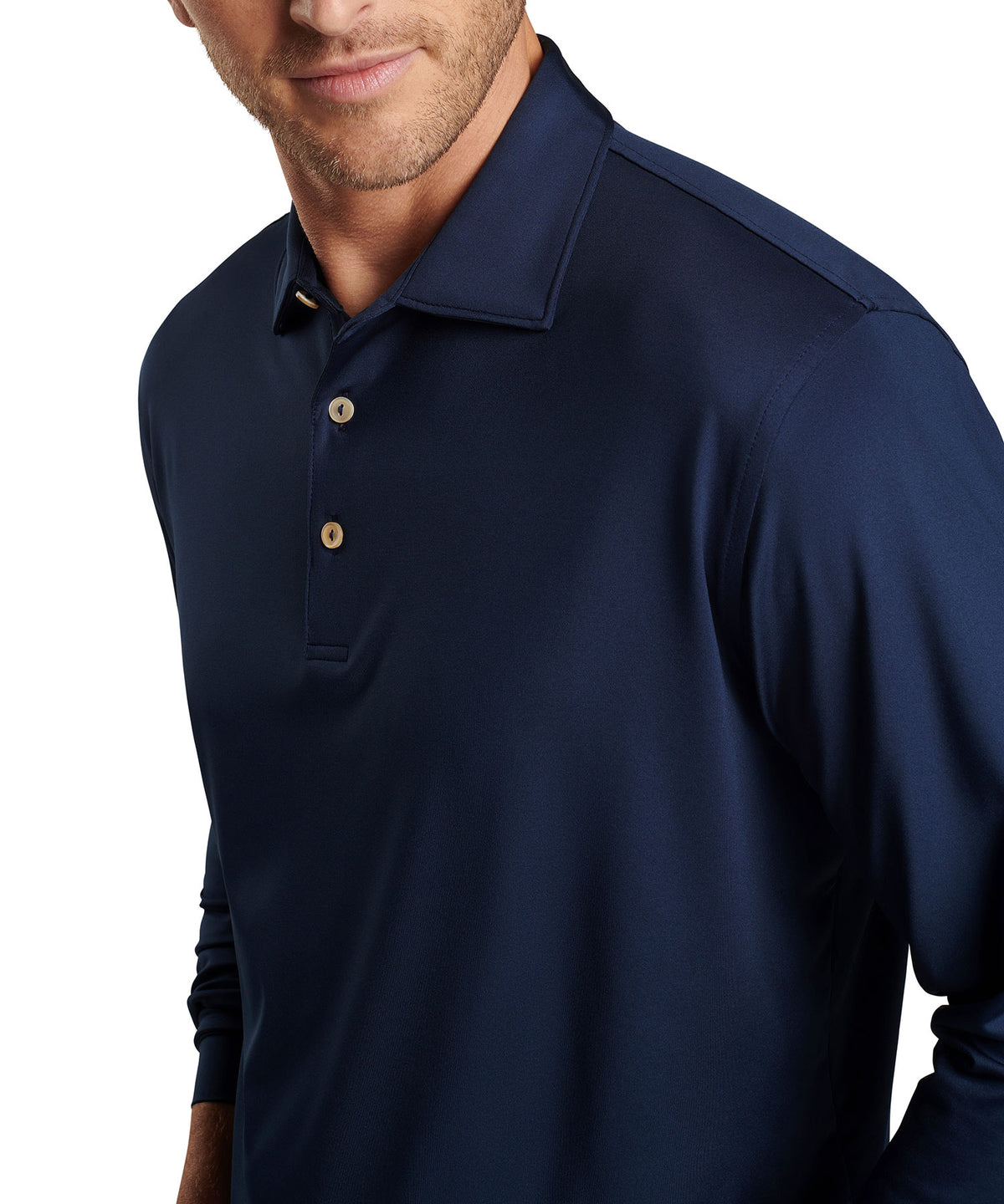 Peter Millar Long Sleeve Solid Performance Polo Knit Shirt, Men's Big & Tall