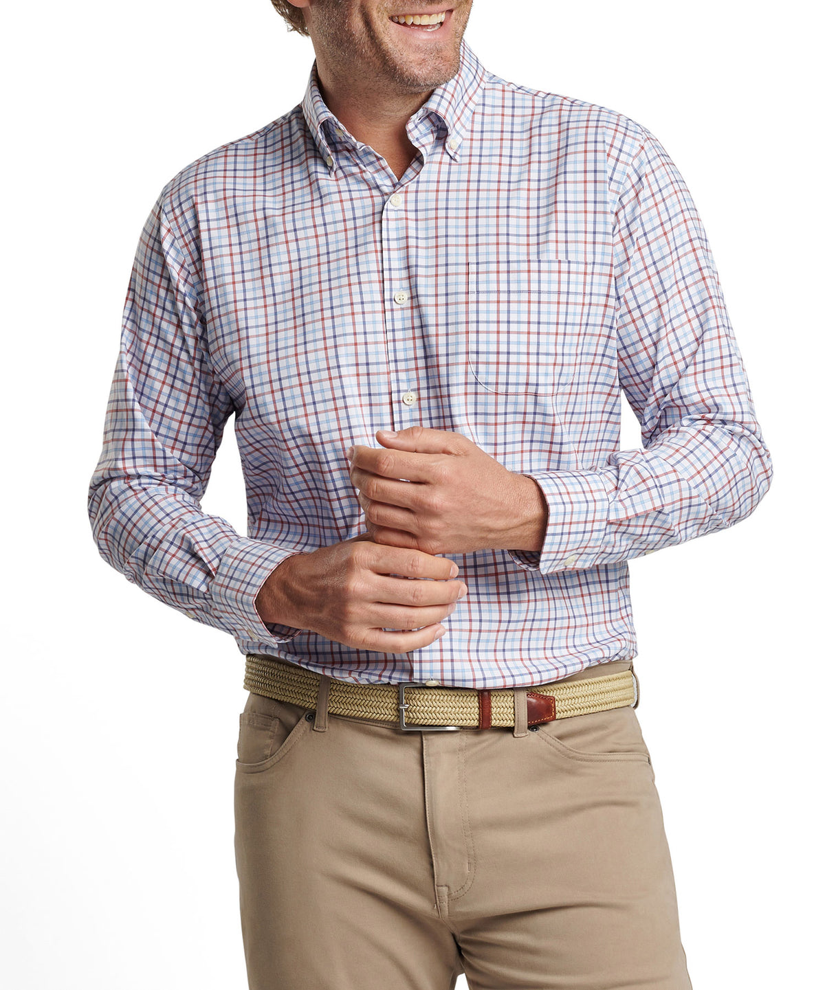 Peter Millar Long Sleeve 'Calgary' Button Down Performance Sport Shirt Sport Shirt, Men's Big & Tall