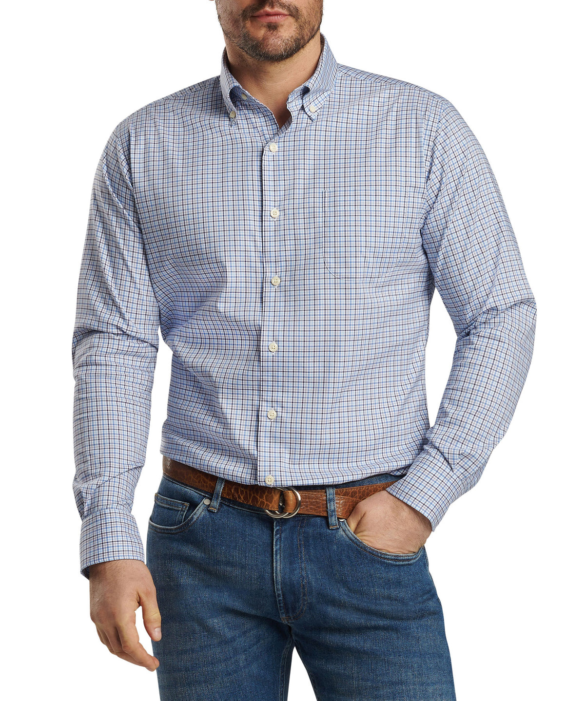 Peter Millar Long Sleeve 'Albert' Button Down Performance Sport Shirt, Men's Big & Tall