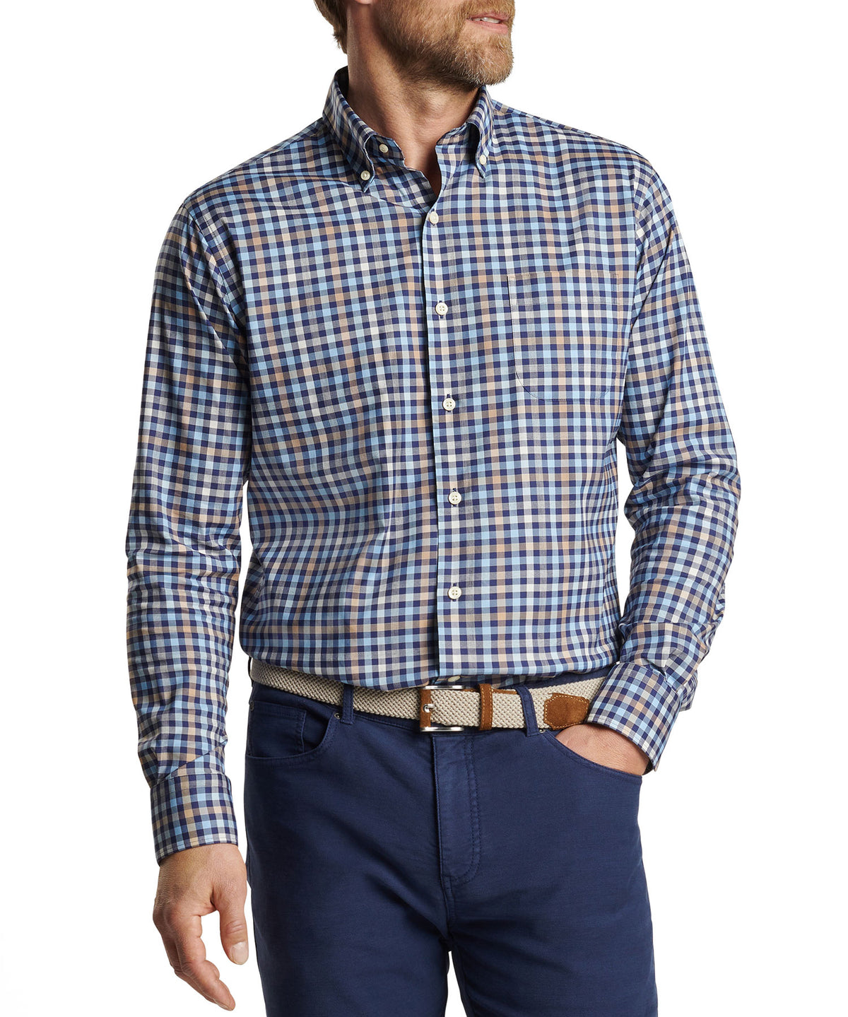 Peter Millar Long Sleeve 'Chambly' Button Down Collar Performance Sport Shirt, Men's Big & Tall