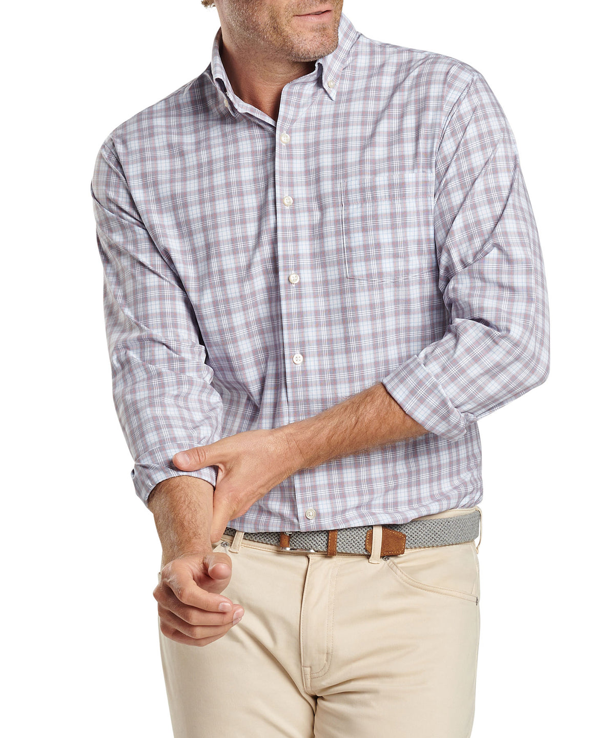 Peter Millar Long Sleeve 'Watson' Button Down Collar Performance Sport Shirt, Men's Big & Tall