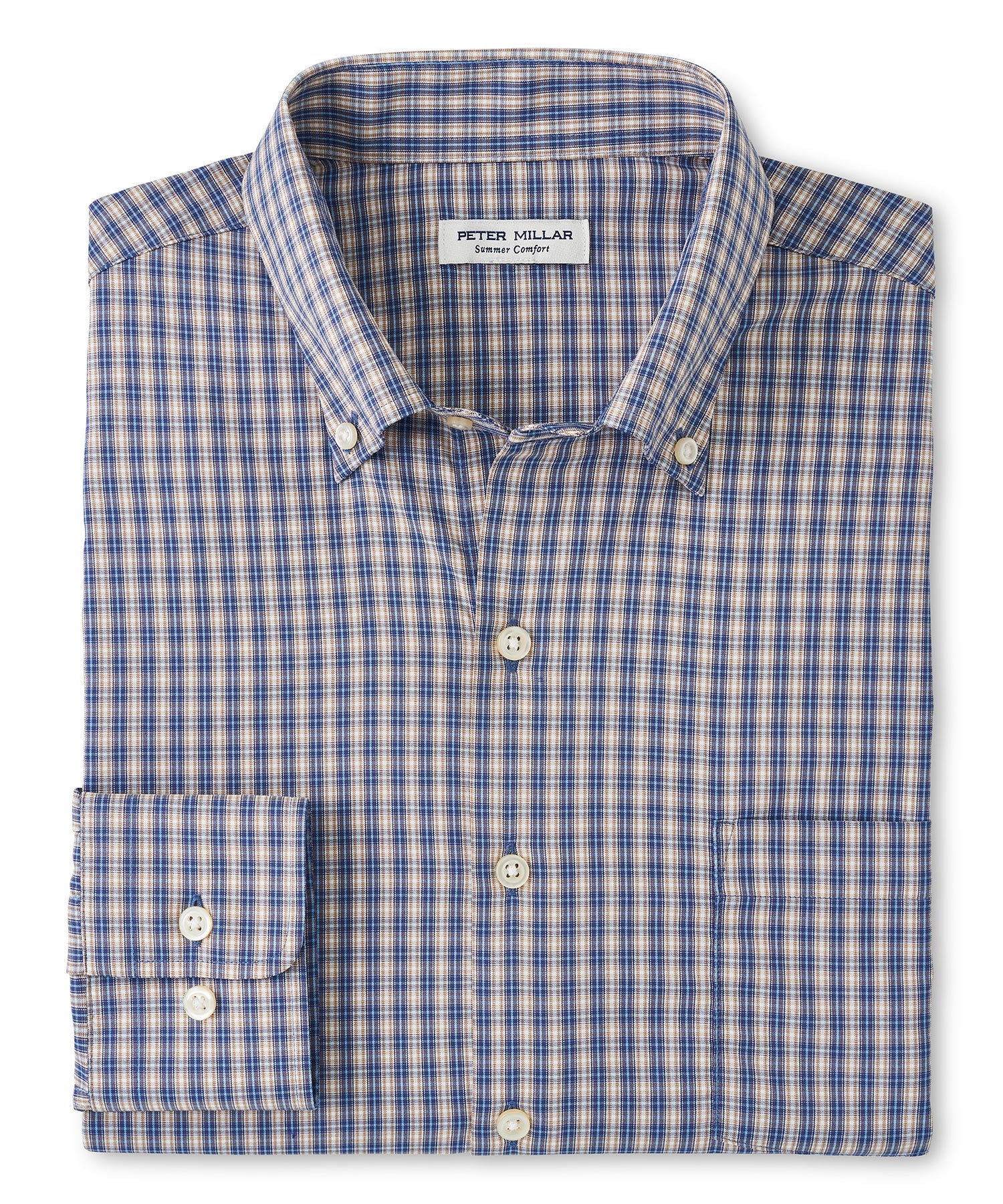 Peter Millar Long Sleeve 'Prairie' Button Down Collar Performance Spor -  Westport Big & Tall