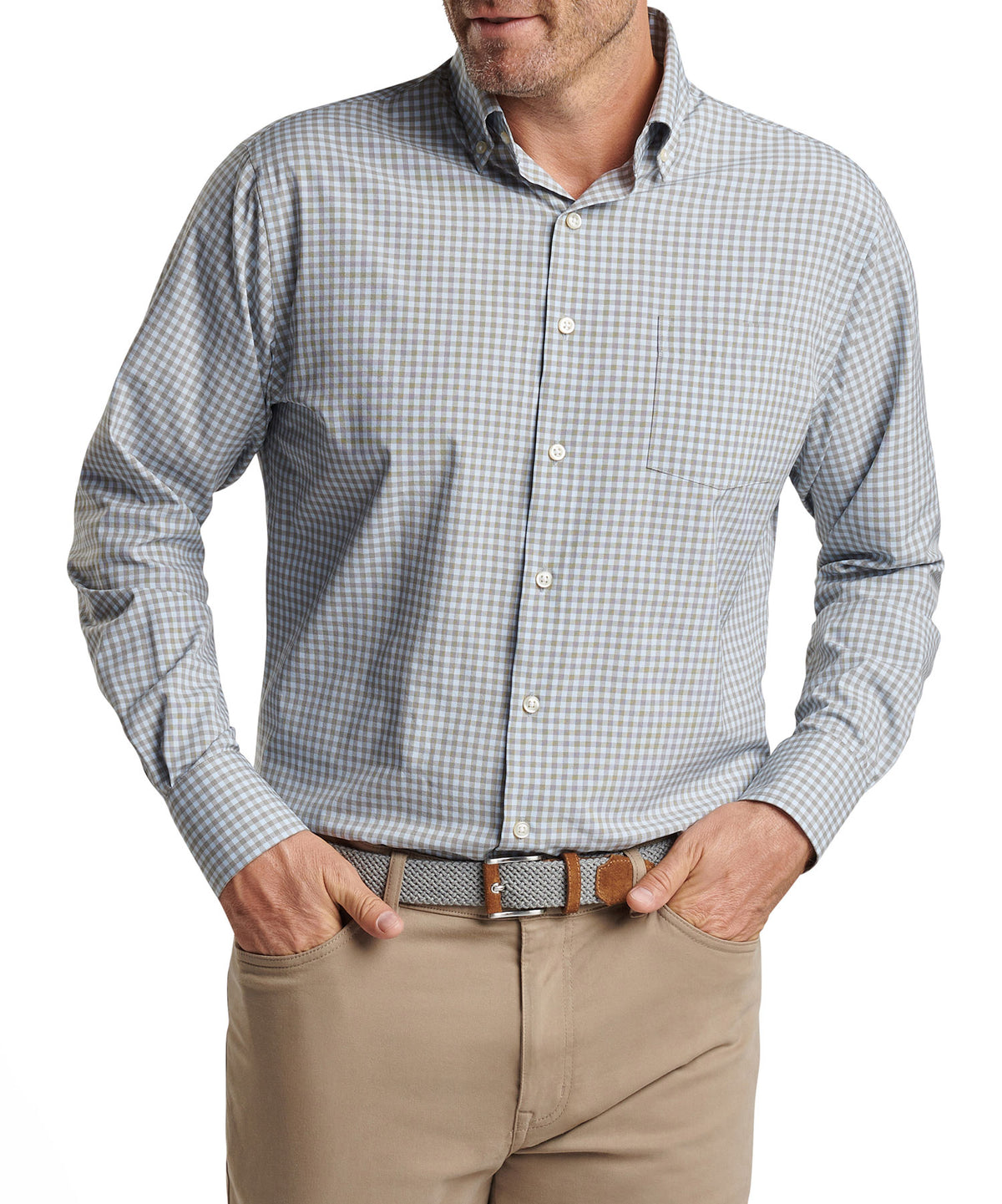 Peter Millar Long Sleeve 'Murray' Button Down Collar Performance Sport Shirt, Men's Big & Tall