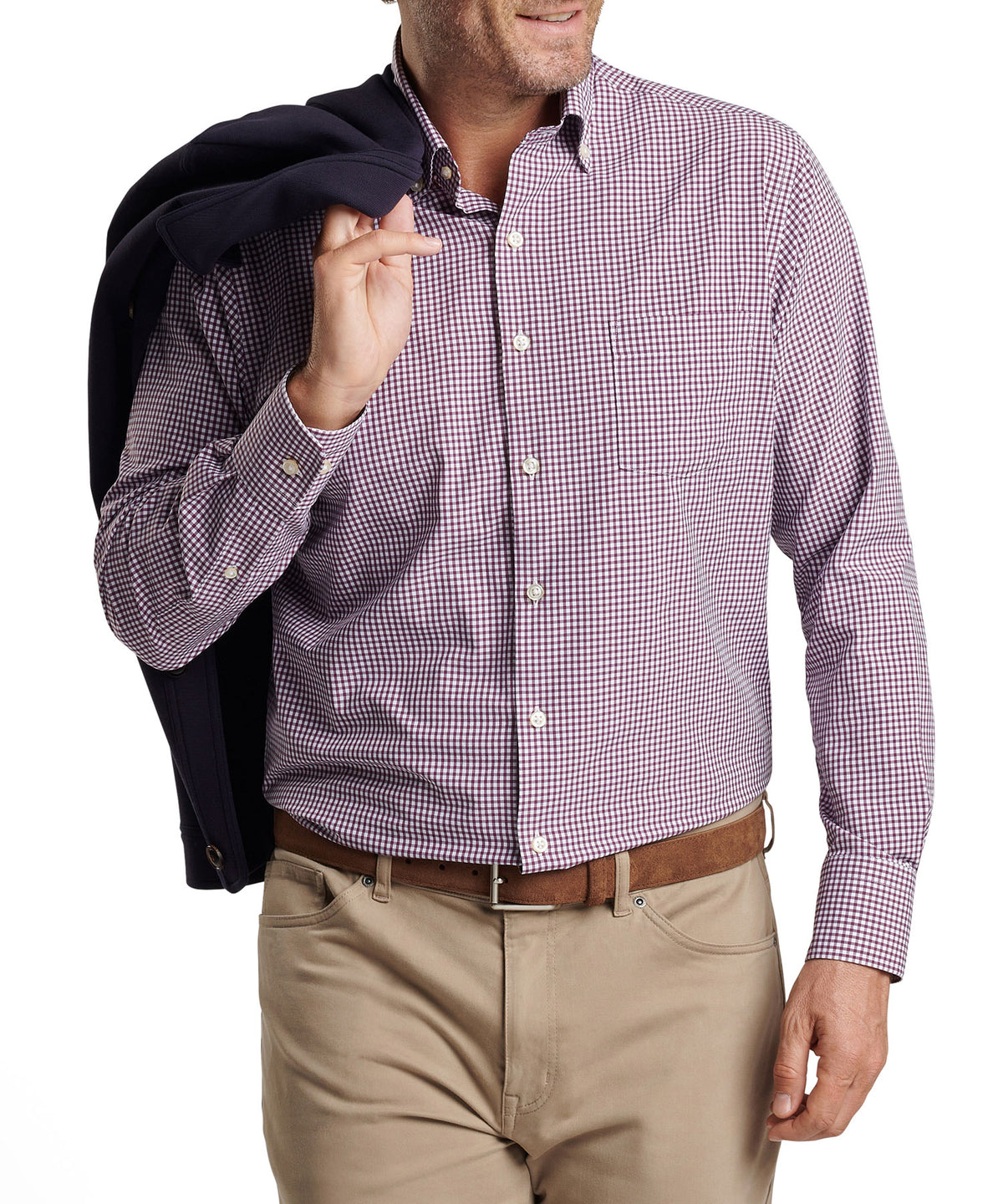 Peter Millar Long Sleeve 'Cranbrook' Button Down Collar Performance Sport Shirt, Men's Big & Tall