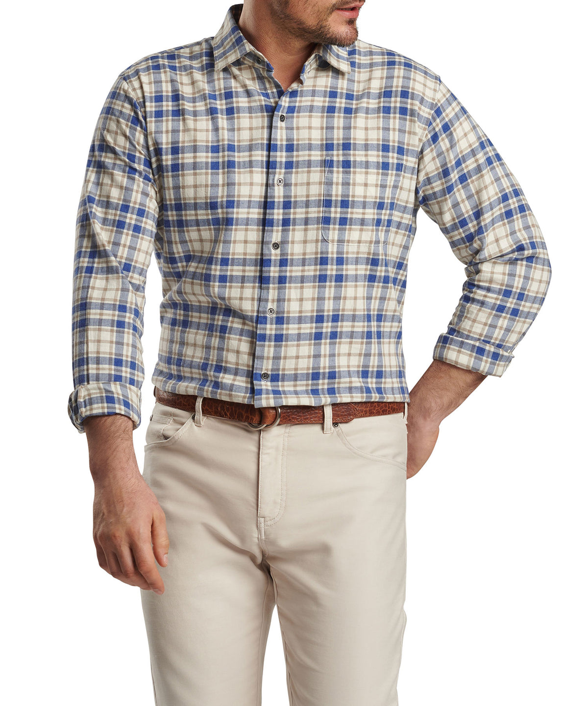 Peter Millar Long Sleeve 'Whistler' Spread Collar Sport Shirt, Men's Big & Tall