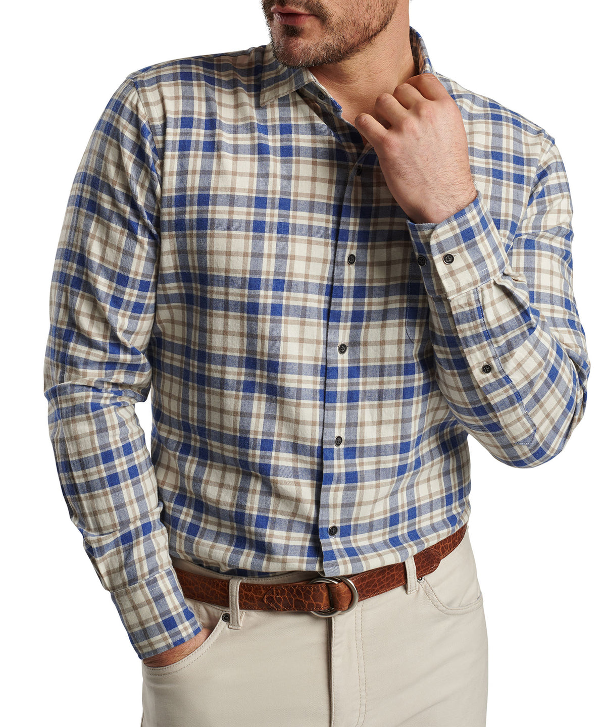 Peter Millar Long Sleeve 'Whistler' Spread Collar Sport Shirt, Men's Big & Tall