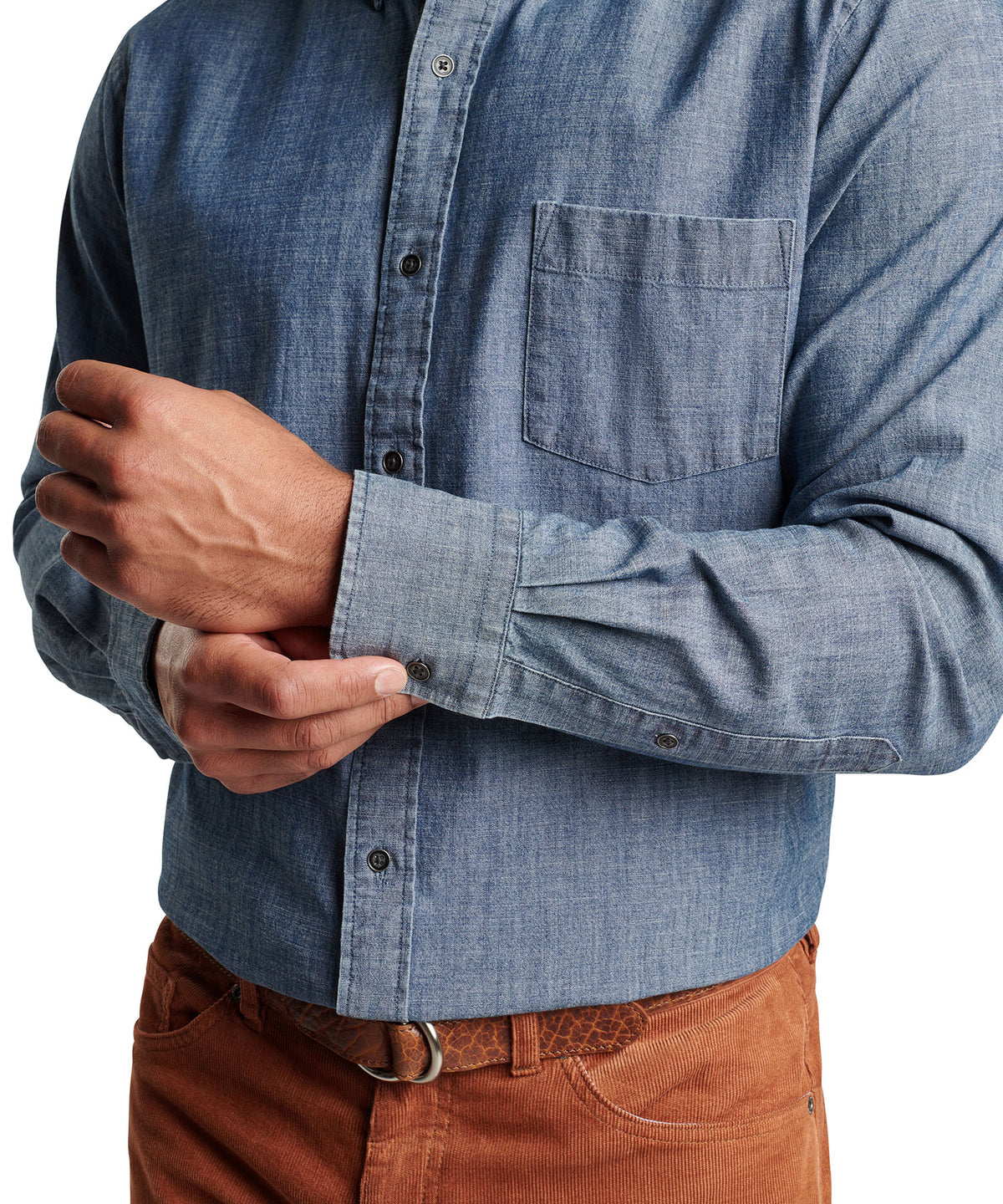 Peter Millar Long Sleeve 'Tamworth' Chambray Button Down Collar Sport Shirt, Men's Big & Tall