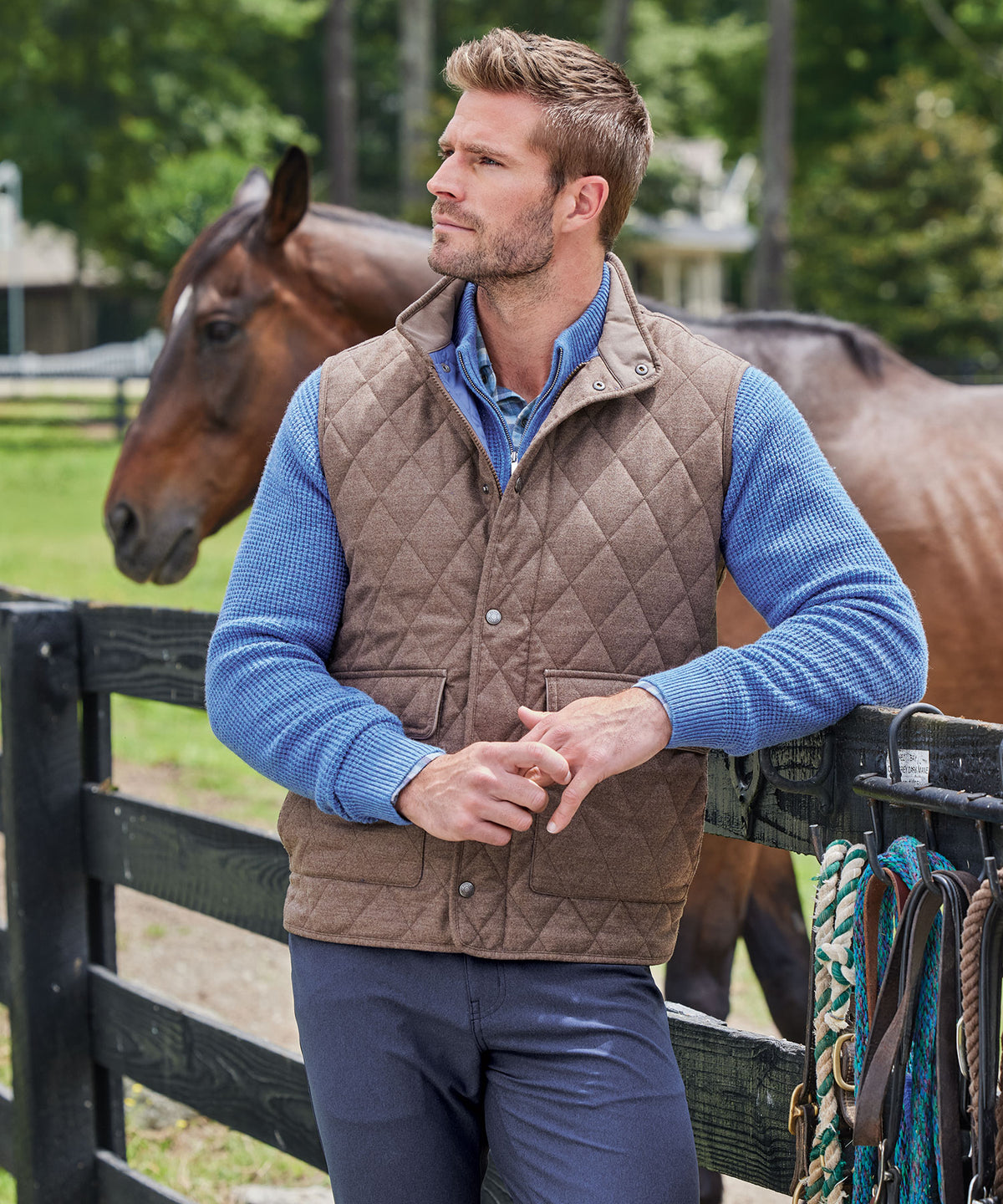 Peter Millar Essex Quilted Wool Travel Vest, Men's Big & Tall