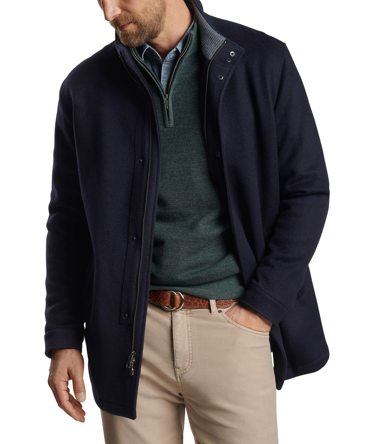 Peter Millar Crown Flex Fleece City Coat, Men's Big & Tall