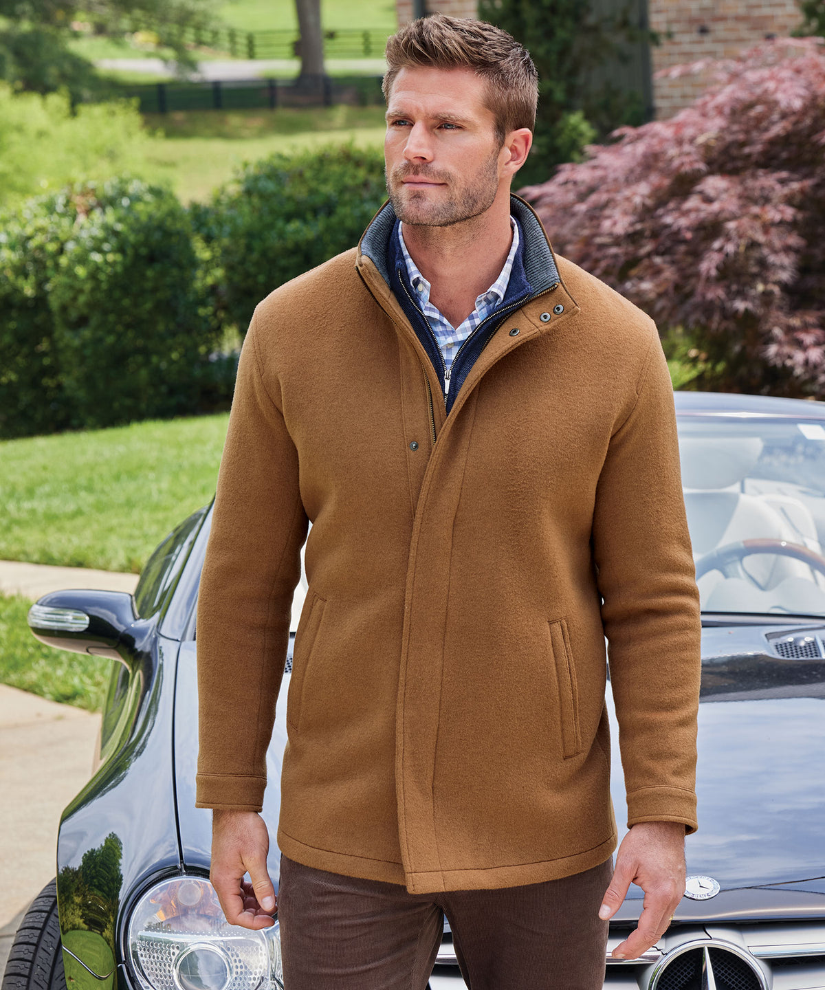 Peter Millar Crown Flex Fleece City Coat, Men's Big & Tall