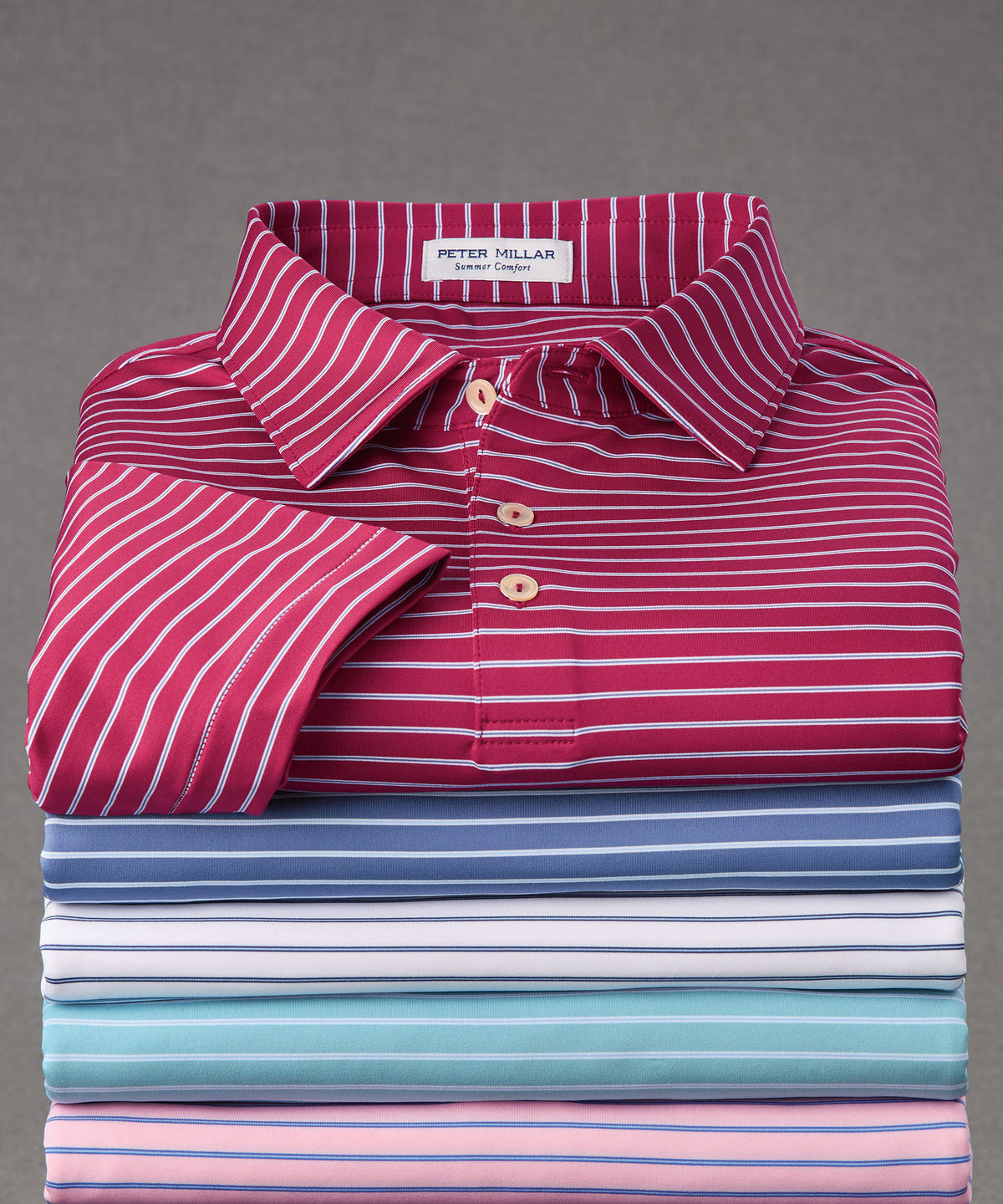 Peter Millar Short Sleeve Drum Stripe Performance Polo Knit Shirt, Men's Big & Tall