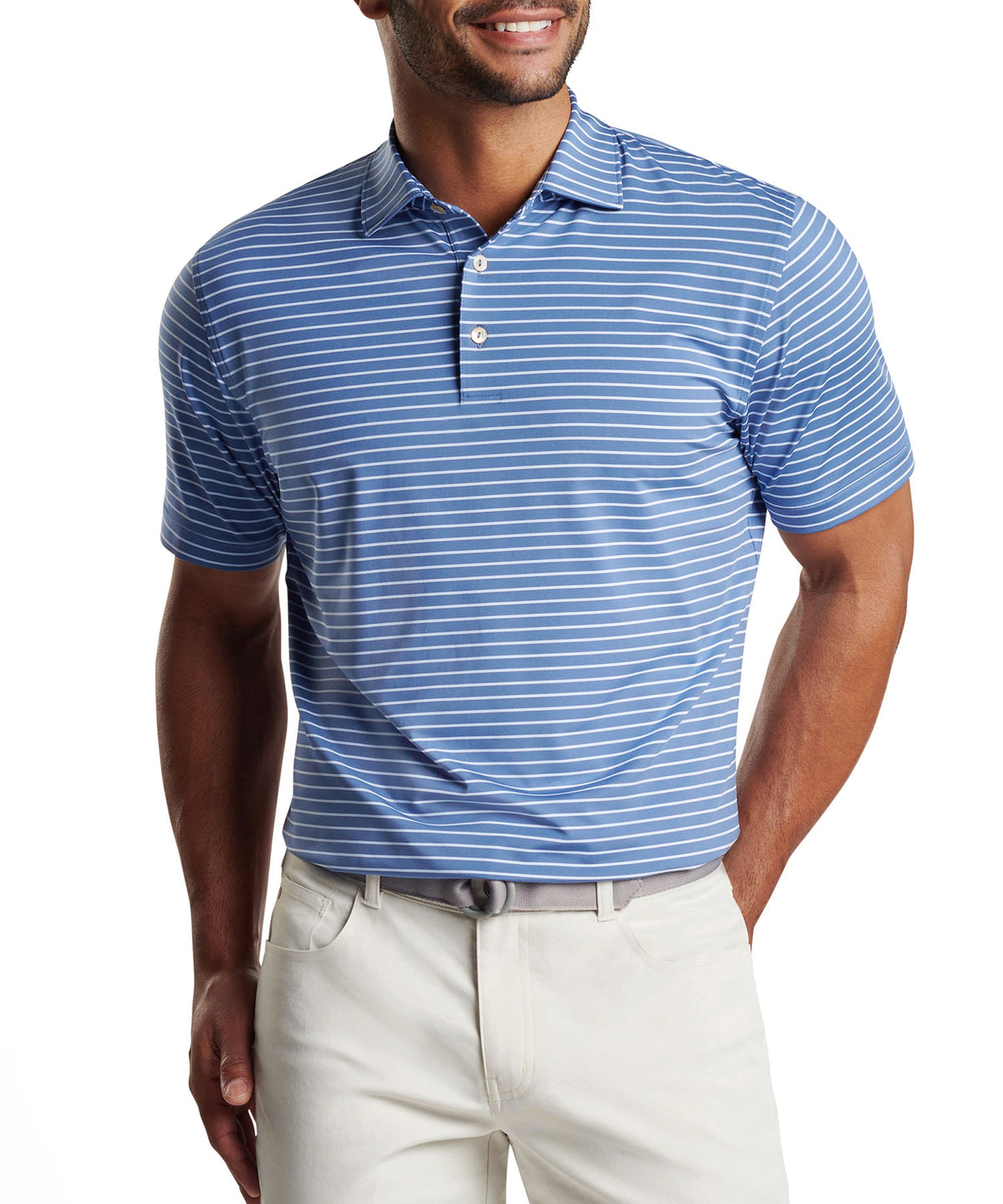 Peter Millar Short Sleeve Drum Stripe Performance Polo Knit Shirt, Men's Big & Tall