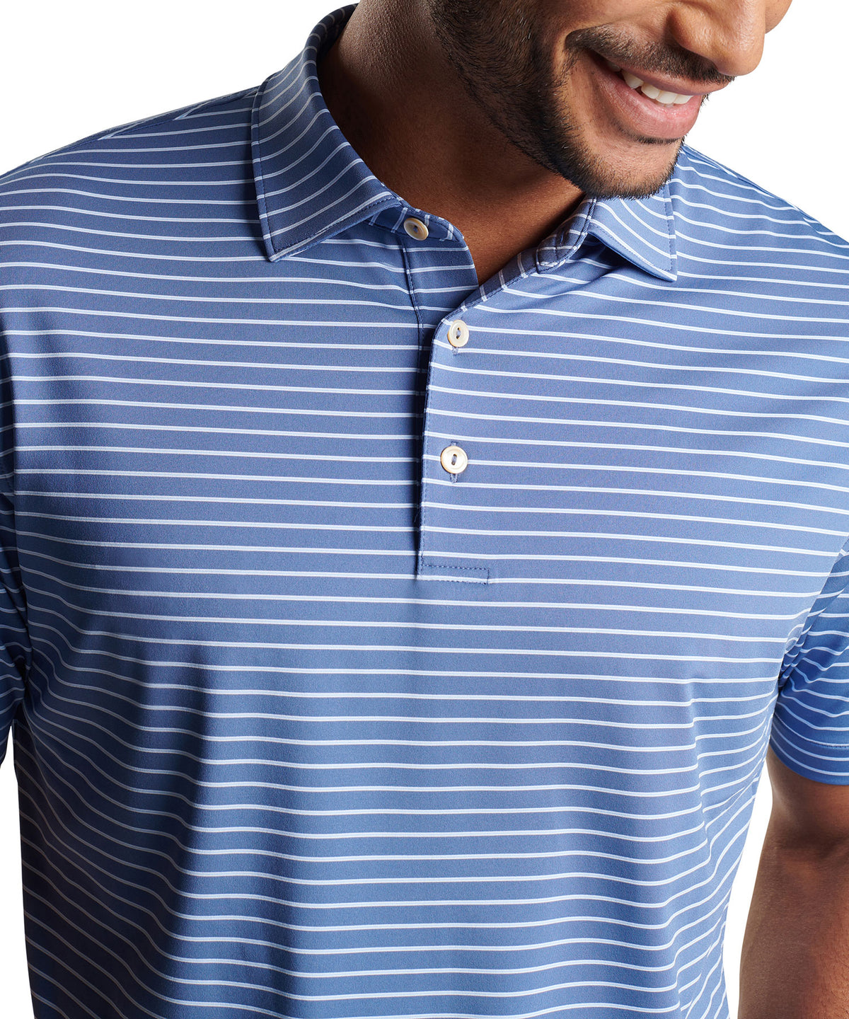 Peter Millar Short Sleeve Drum Stripe Performance Polo Knit Shirt, Men's Big & Tall