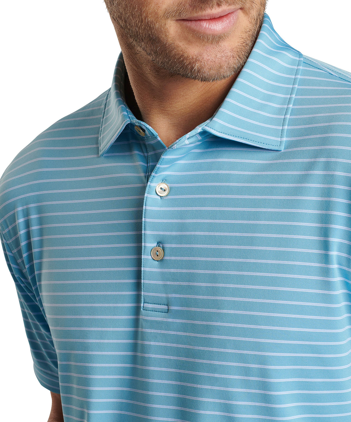 Peter Millar Short Sleeve Drum Stripe Performance Polo Knit Shirt, Men's Big & Tall