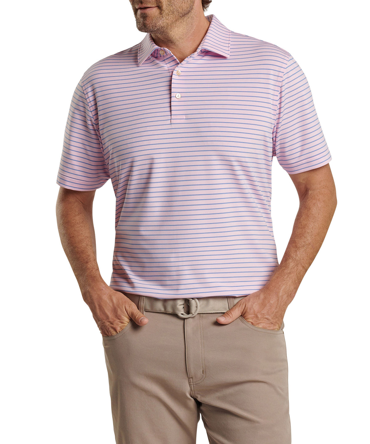 Peter Millar Short Sleeve Drum Stripe Performance Polo Knit Shirt, Men's Big & Tall