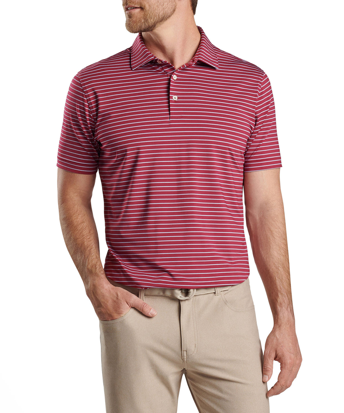 Peter Millar Short Sleeve Drum Stripe Performance Polo Knit Shirt, Men's Big & Tall