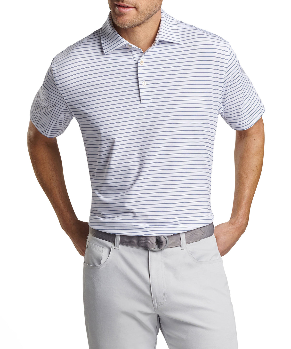 Peter Millar Short Sleeve Drum Stripe Performance Polo Knit Shirt, Men's Big & Tall