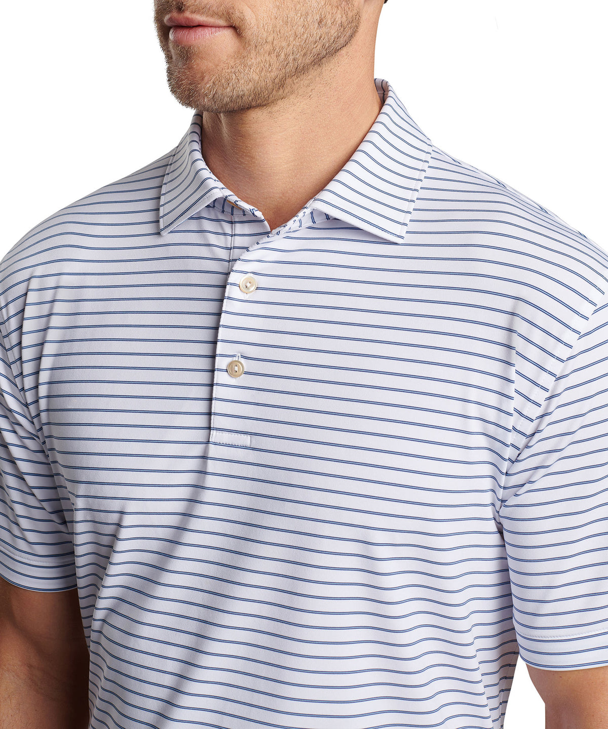 Peter Millar Short Sleeve Drum Stripe Performance Polo Knit Shirt, Men's Big & Tall