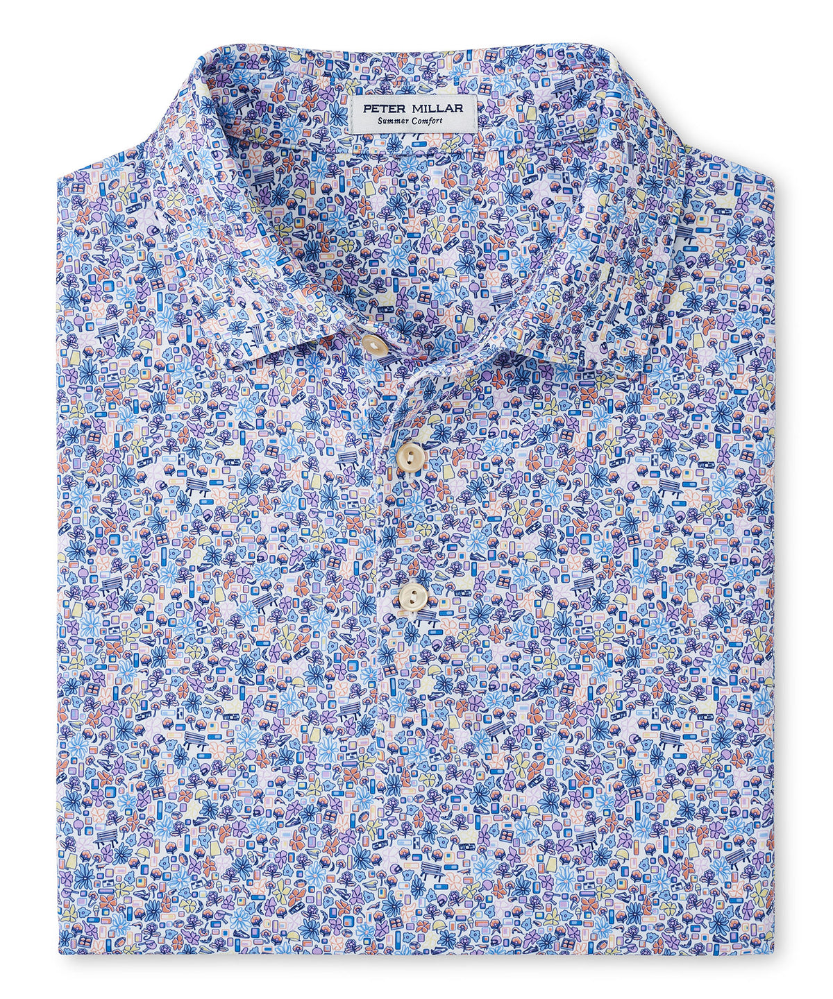 Peter Millar Short Sleeve 'Groovy' Print Jersey Polo Knit Shirt, Men's Big & Tall