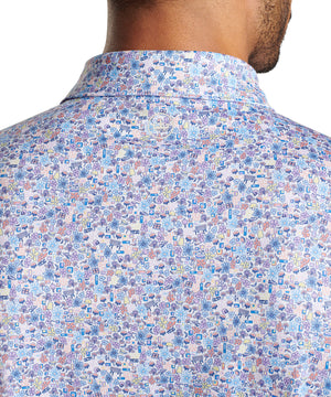 Peter Millar Short Sleeve 'Groovy' Print Jersey Polo Knit Shirt