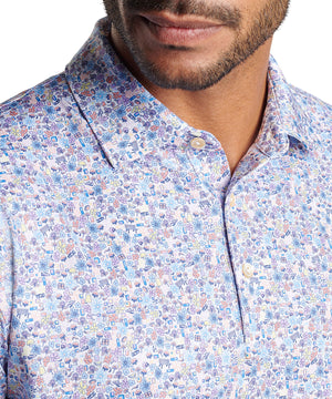 Peter Millar Short Sleeve 'Groovy' Print Jersey Polo Knit Shirt