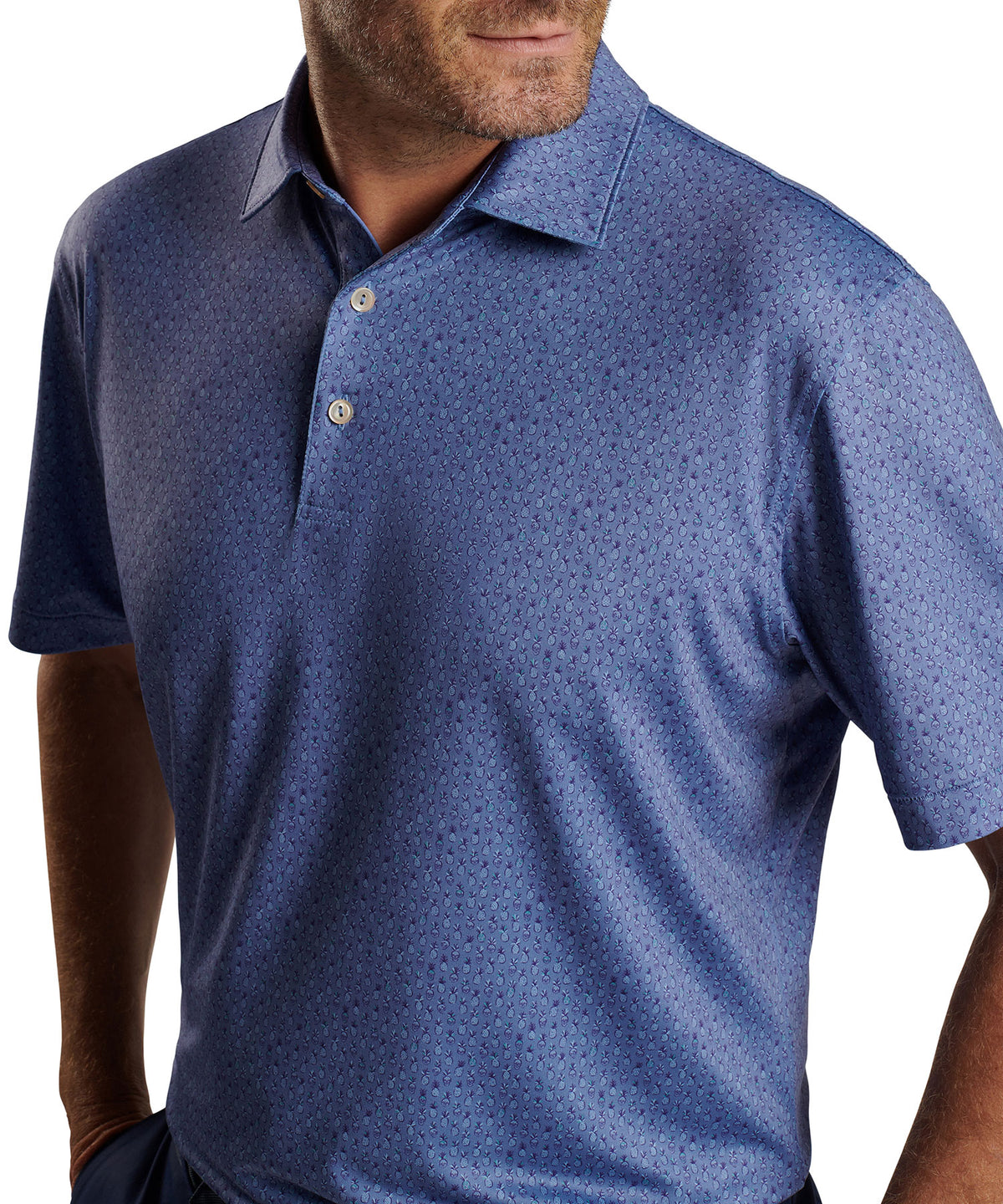 Peter Millar Short Sleeve 'Pina Skullada' Print Jersey Polo Knit Shirt, Men's Big & Tall