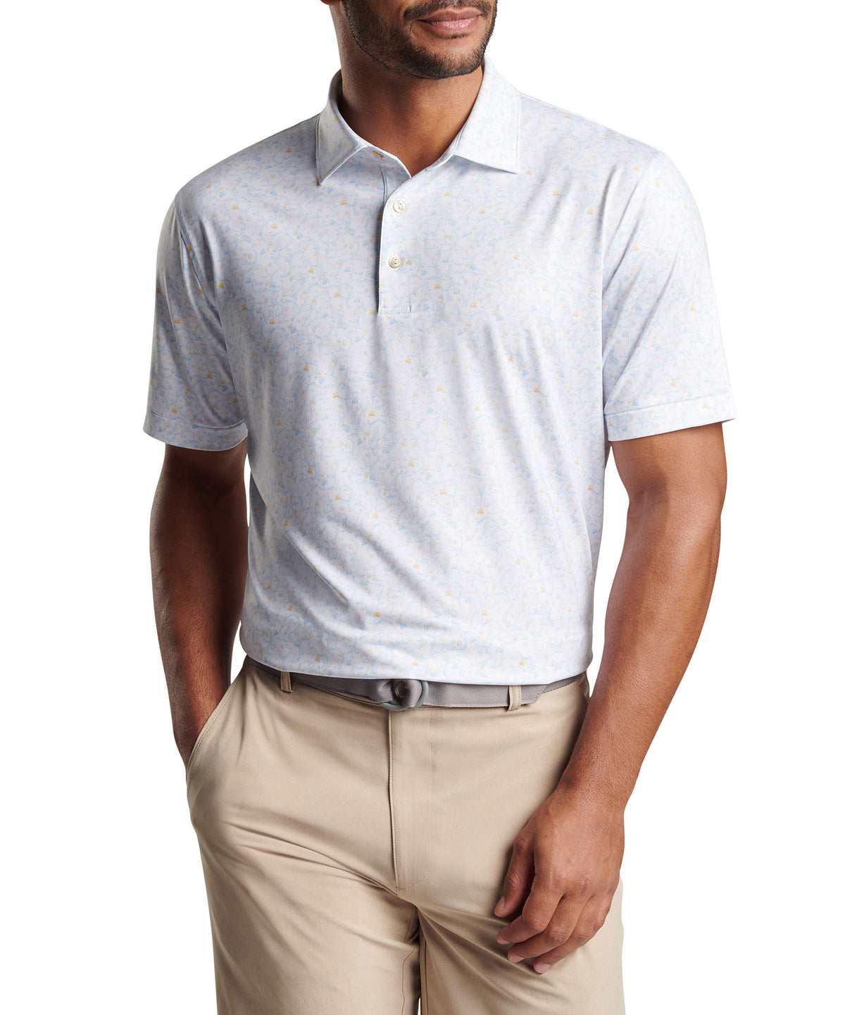 Peter Millar Short Sleeve 'Sand trapped' Print Jersey Polo Knit Shirt, Men's Big & Tall