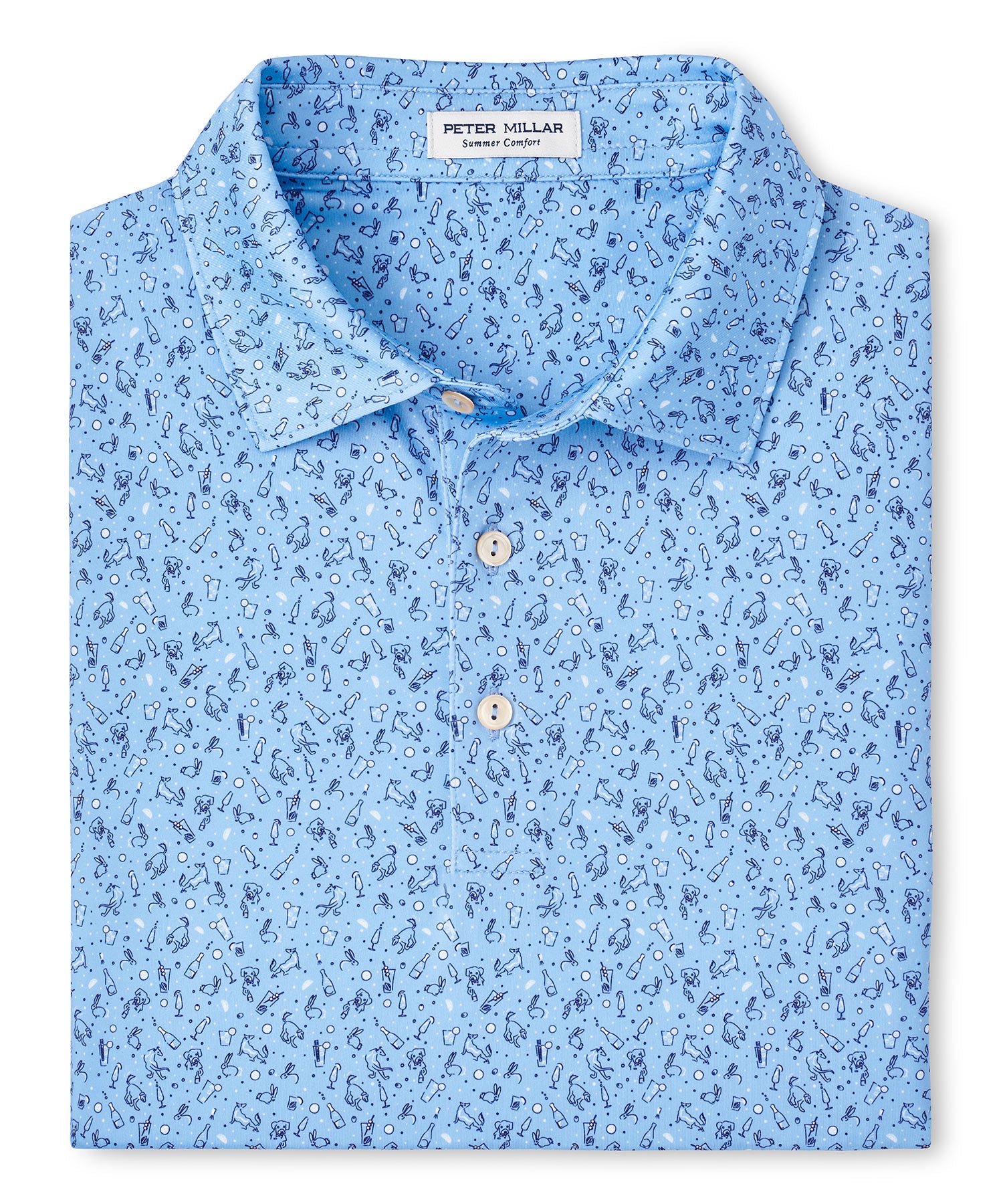 Peter Millar Short Sleeve 'Hair Of The Dog' Print Jersey Polo Knit Shirt, Men's Big & Tall