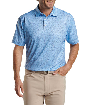 Peter Millar Short Sleeve 'Hair Of The Dog' Print Jersey Polo Knit Shirt