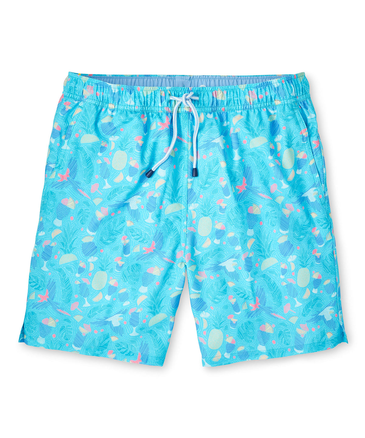 Peter Millar Blue Hawaii Print Swim Trunk, Men's Big & Tall