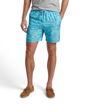 Peter Millar Blue Hawaii Print Swim Trunk