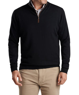 Peter Millar Autumn Crest Suede Trim Quarter Zip Pullover Sweater