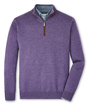 Peter Millar Autumn Crest Suede Trim Quarter Zip Pullover Sweater