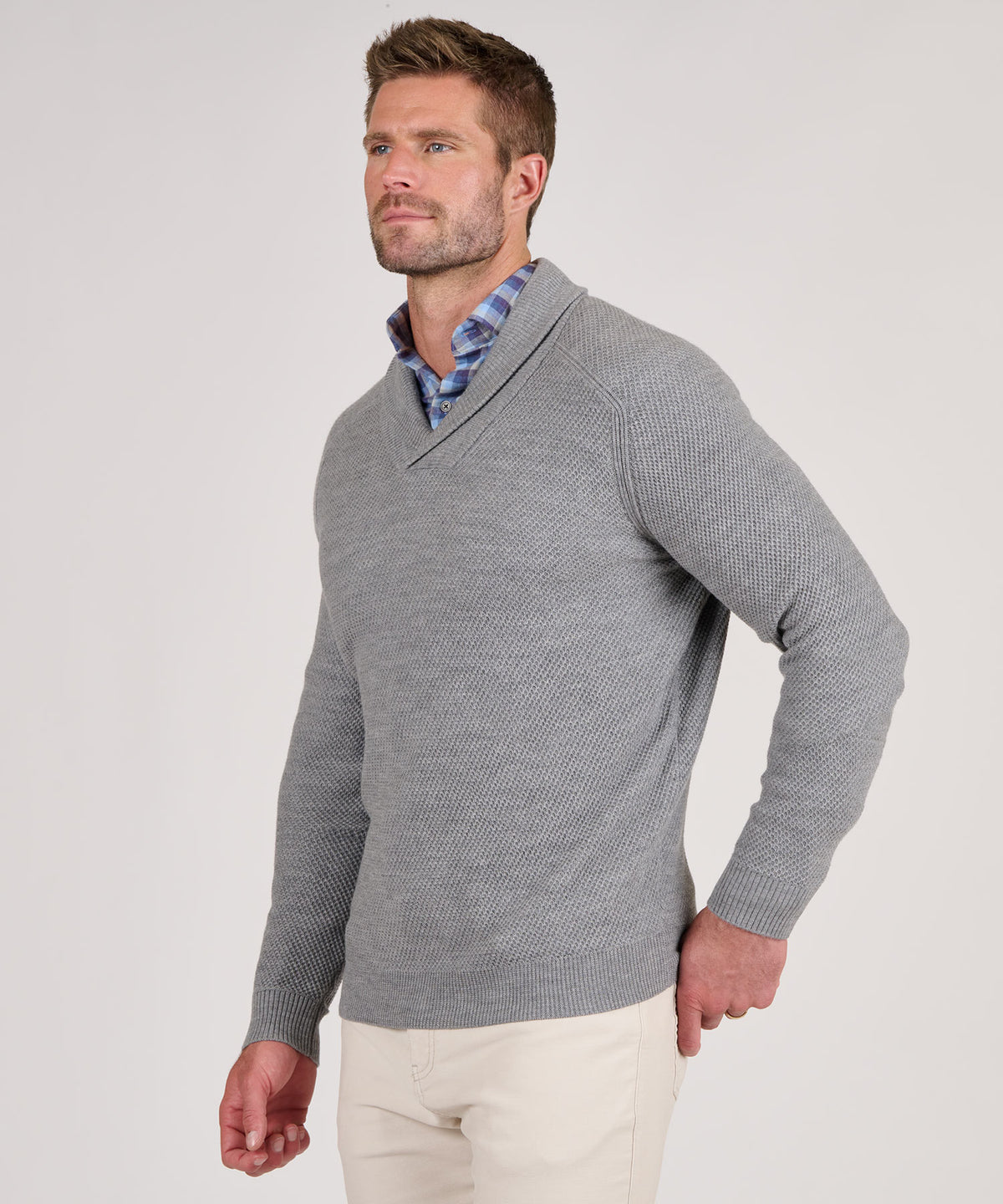 Peter Millar Dempsey Merino Wool Shawl Pullover, Men's Big & Tall